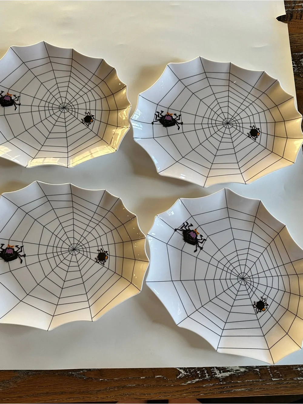Target Halloween 2008 White Malamine Spiderweb Plates-Set of 4